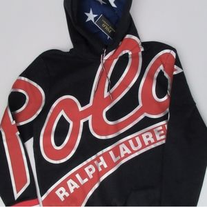 EUC Men's Ralph Lauren Navy Graphic Logo Hoodie Sweatshirt,size M